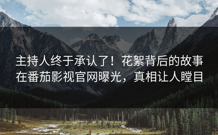 主持人终于承认了！花絮背后的故事在番茄影视官网曝光，真相让人瞠目