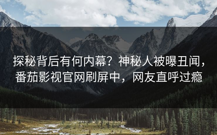 探秘背后有何内幕？神秘人被曝丑闻，番茄影视官网刷屏中，网友直呼过瘾