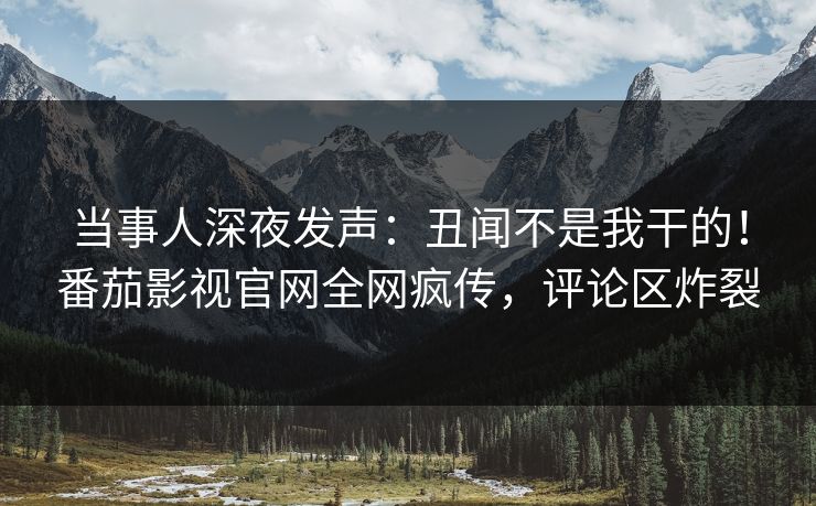 当事人深夜发声：丑闻不是我干的！番茄影视官网全网疯传，评论区炸裂