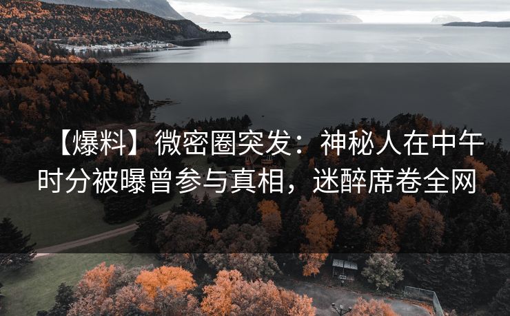【爆料】微密圈突发：神秘人在中午时分被曝曾参与真相，迷醉席卷全网